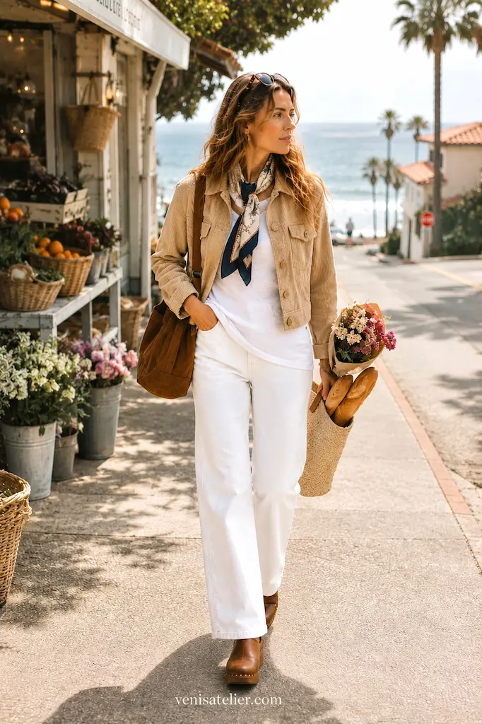 How to Wear Clogs, A Caliterranean take on casual style—California ease with a touch of Mediterranean polish.