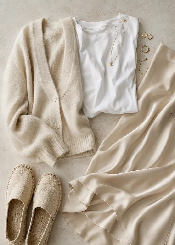 A Caliterranean Outfit setting with cotton, linen and silk.