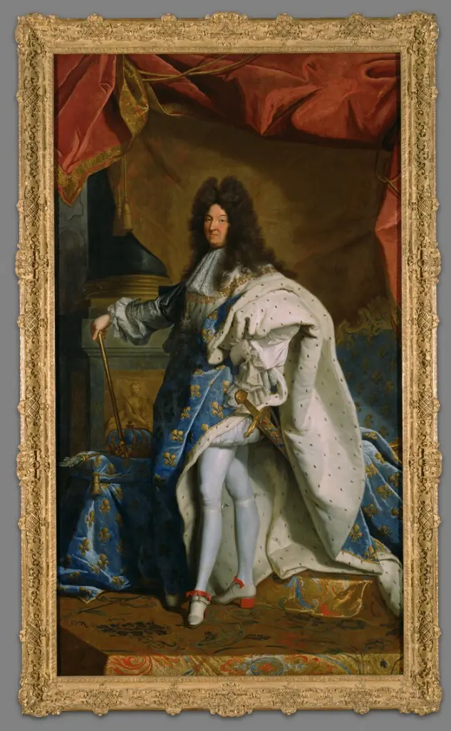 Portrait of Louis XIV wearing red-heeled shoes, after Hyacinthe Rigaud.