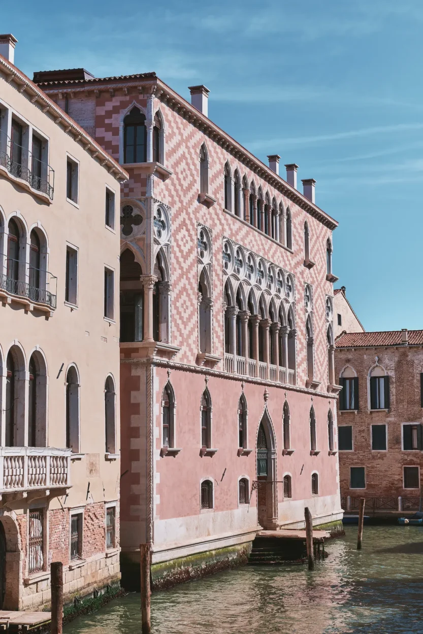 Canal facade of Palazzo Donà Giovannelli, home of Orient Express Venezia, in Venice’s Cannaregio district.