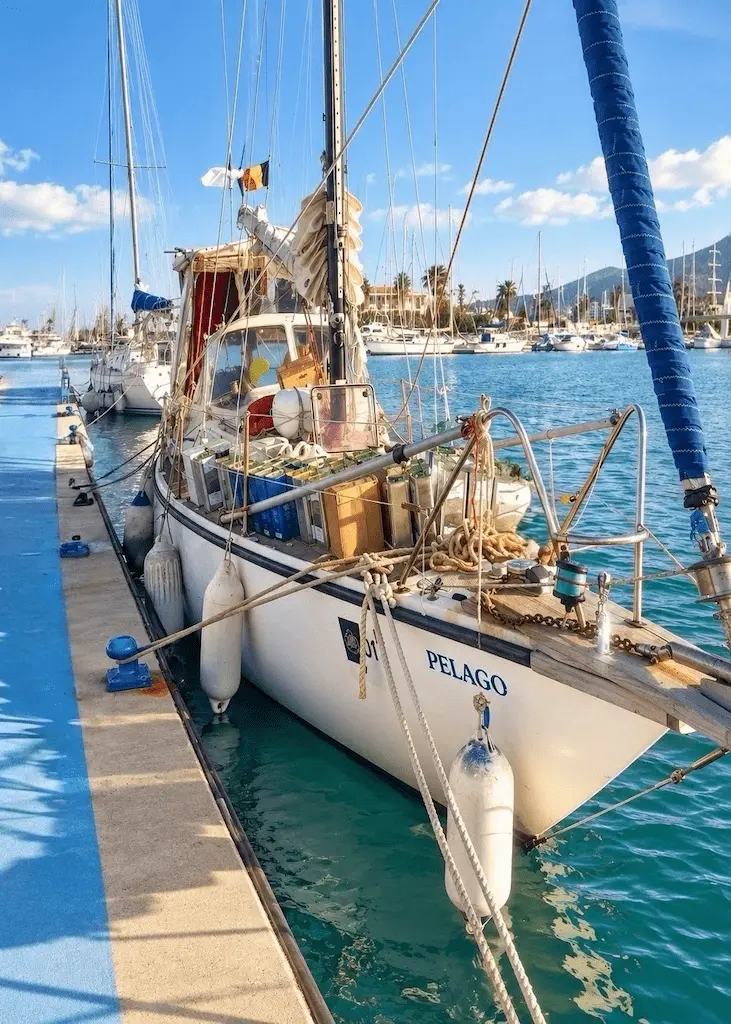 Aegean Cargo Sailing vessel Pelago docked with local goods onboard